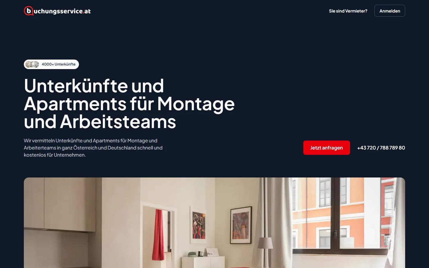 buchungsservice.at — Unterkünfte für Montage und Arbeitsteams