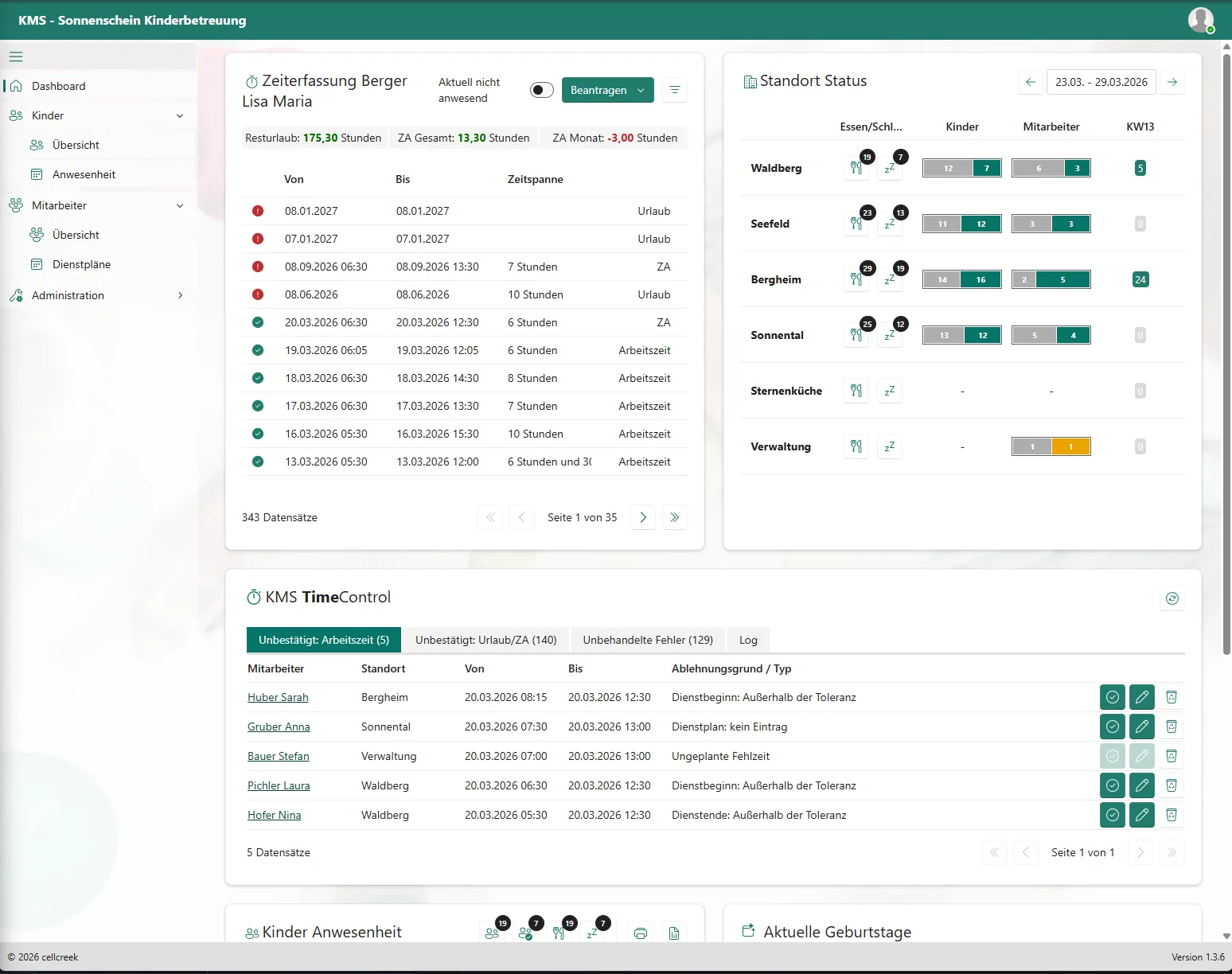 KMS — Kindergarten-Management Dashboard